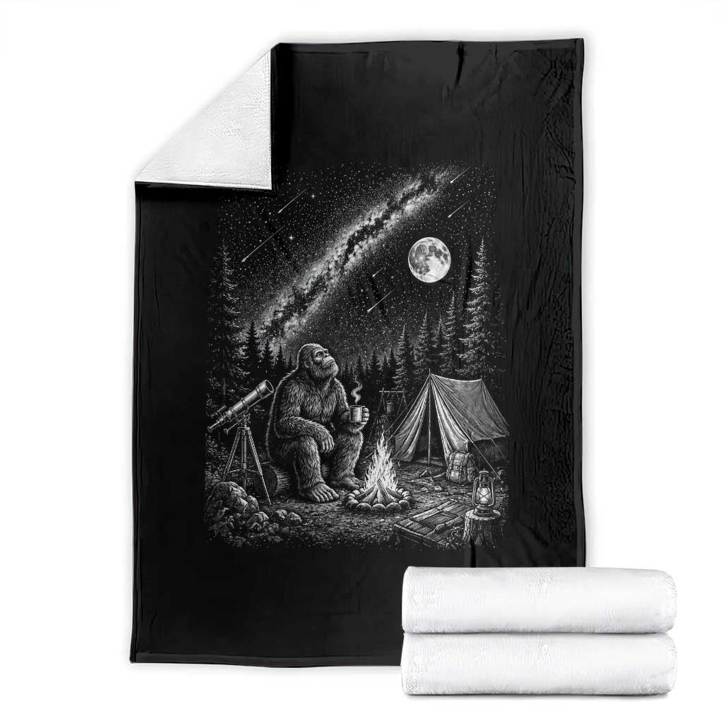 Bigfoot Camping Under Meteor Showers Throw Blanket Stargazer Gift