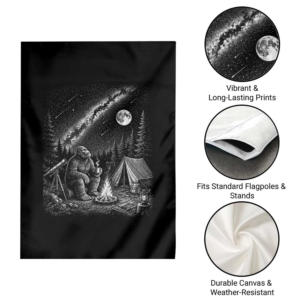 Bigfoot Camping Under Meteor Showers Garden Flag Stargazer Gift