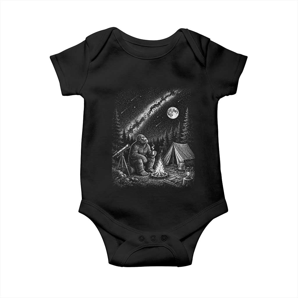 Bigfoot Camping Under Meteor Showers Baby Onesie Stargazer Gift