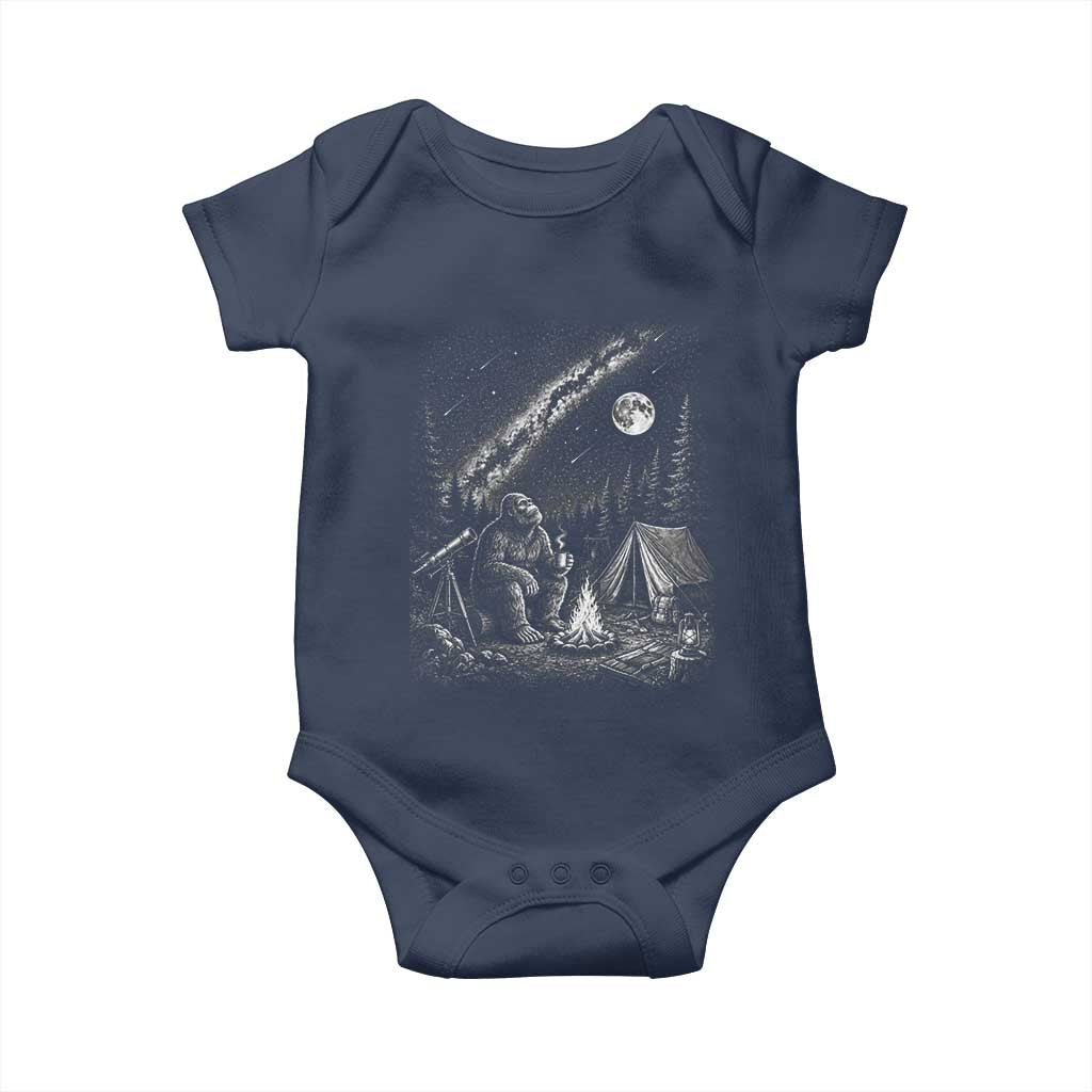 Bigfoot Camping Under Meteor Showers Baby Onesie Stargazer Gift