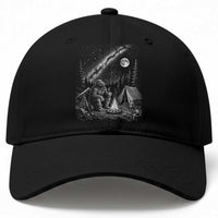 Bigfoot Camping Under Meteor Showers Baseball Cap Stargazer Gift