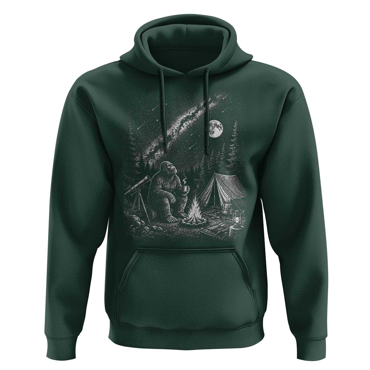 Bigfoot Camping Under Meteor Showers Hoodie Stargazer Gift