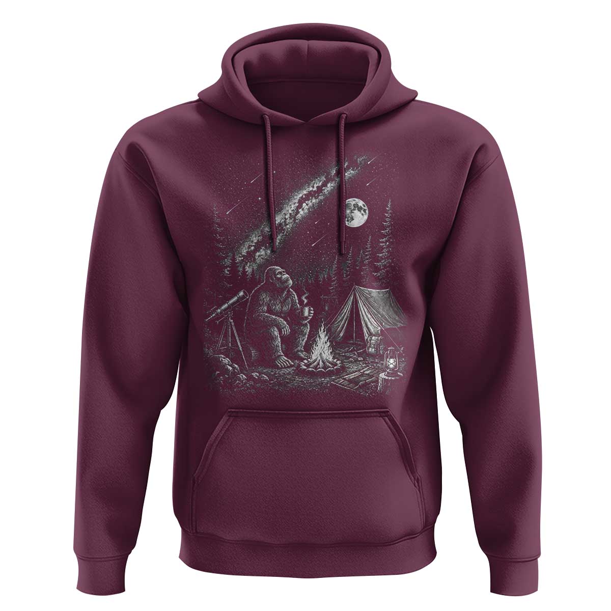 Bigfoot Camping Under Meteor Showers Hoodie Stargazer Gift