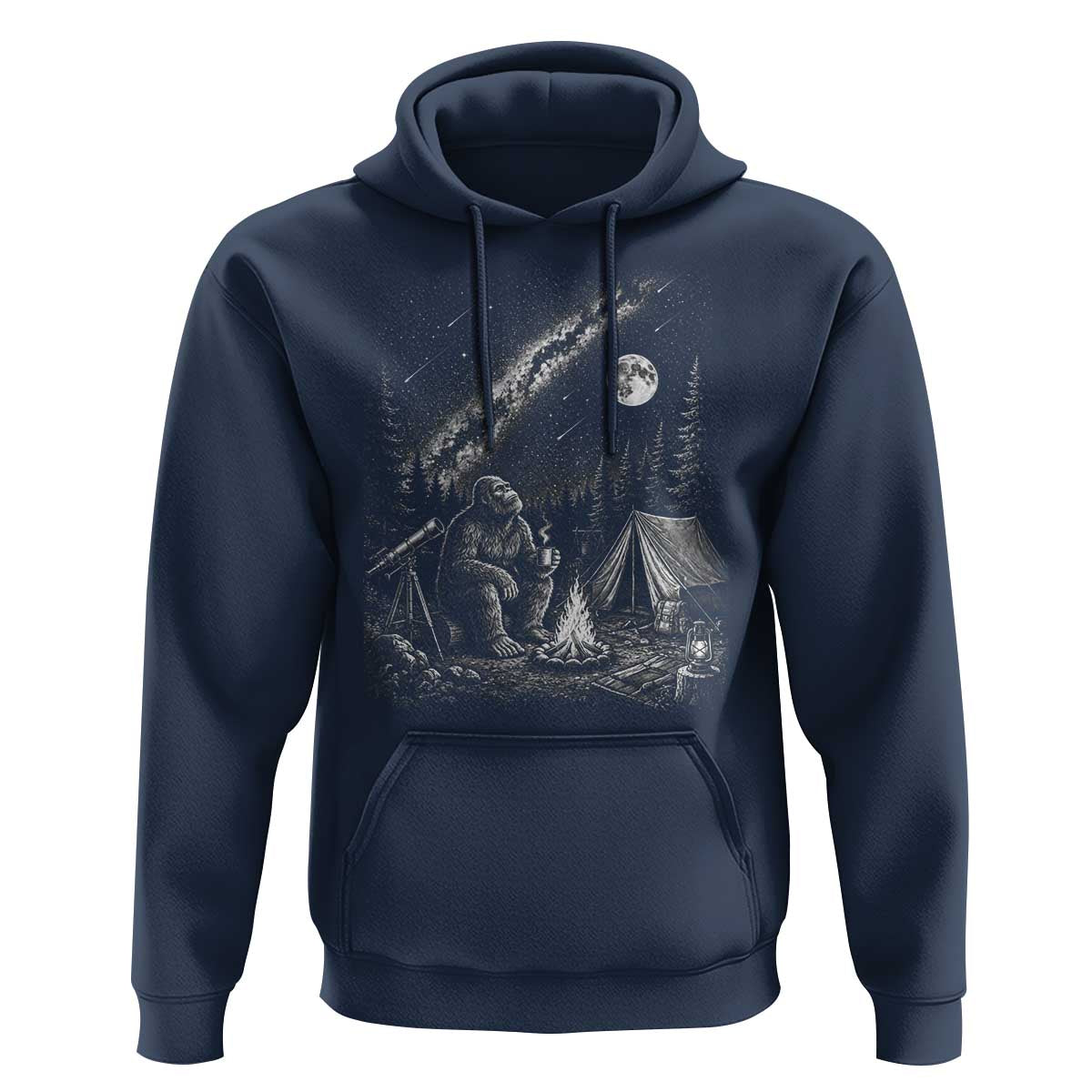 Bigfoot Camping Under Meteor Showers Hoodie Stargazer Gift