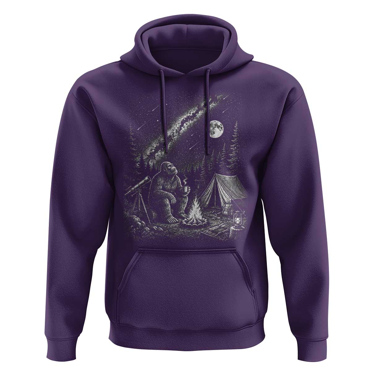 Bigfoot Camping Under Meteor Showers Hoodie Stargazer Gift