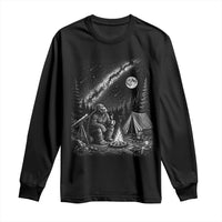 Bigfoot Camping Under Meteor Showers Long Sleeve Shirt Stargazer Gift