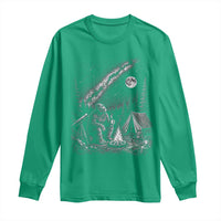 Bigfoot Camping Under Meteor Showers Long Sleeve Shirt Stargazer Gift