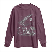 Bigfoot Camping Under Meteor Showers Long Sleeve Shirt Stargazer Gift
