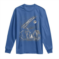 Bigfoot Camping Under Meteor Showers Long Sleeve Shirt Stargazer Gift