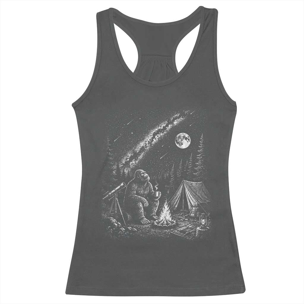 Bigfoot Camping Under Meteor Showers Racerback Tank Top Stargazer Gift