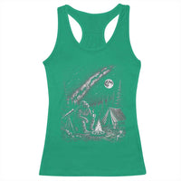 Bigfoot Camping Under Meteor Showers Racerback Tank Top Stargazer Gift