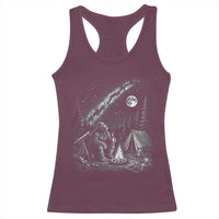 Bigfoot Camping Under Meteor Showers Racerback Tank Top Stargazer Gift