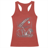 Bigfoot Camping Under Meteor Showers Racerback Tank Top Stargazer Gift