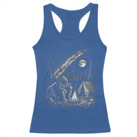 Bigfoot Camping Under Meteor Showers Racerback Tank Top Stargazer Gift