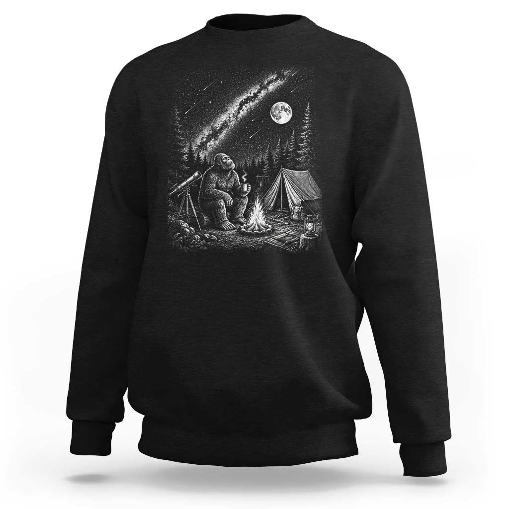 Bigfoot Camping Under Meteor Showers Sweatshirt Stargazer Gift