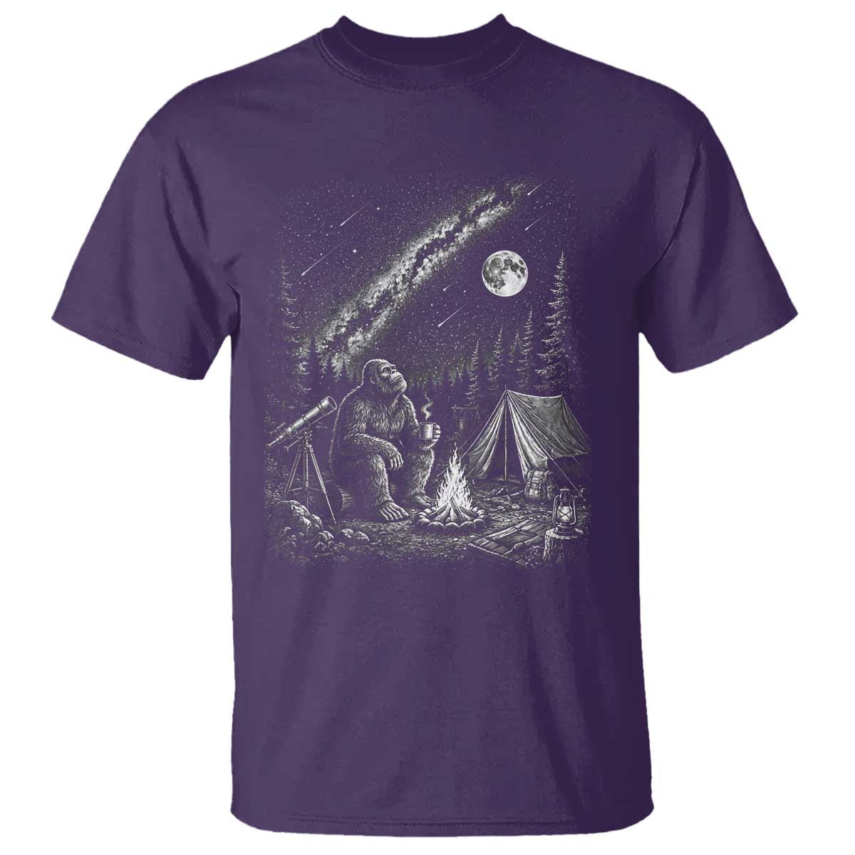 Bigfoot Camping Under Meteor Showers T Shirt Stargazer Gift