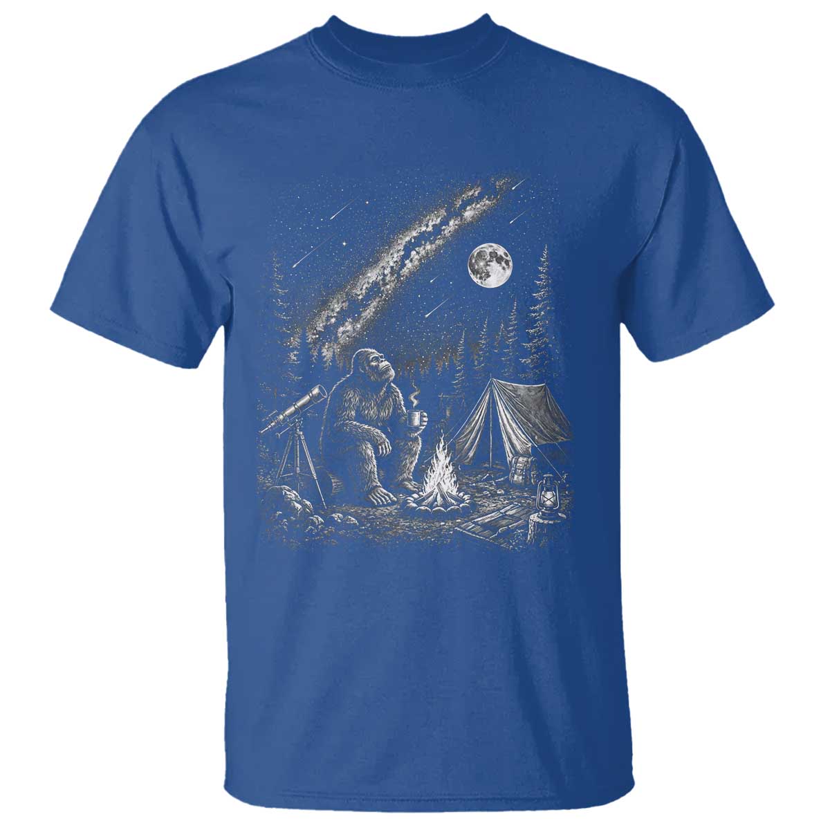Bigfoot Camping Under Meteor Showers T Shirt Stargazer Gift