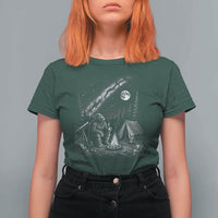 Bigfoot Camping Under Meteor Showers T Shirt For Women Stargazer Gift