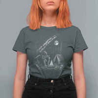 Bigfoot Camping Under Meteor Showers T Shirt For Women Stargazer Gift