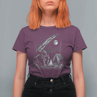 Bigfoot Camping Under Meteor Showers T Shirt For Women Stargazer Gift