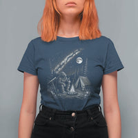 Bigfoot Camping Under Meteor Showers T Shirt For Women Stargazer Gift