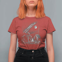 Bigfoot Camping Under Meteor Showers T Shirt For Women Stargazer Gift