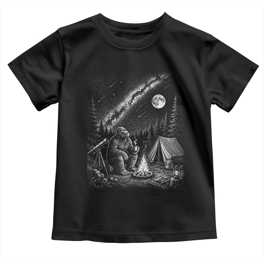 Bigfoot Camping Under Meteor Showers Toddler T Shirt Stargazer Gift