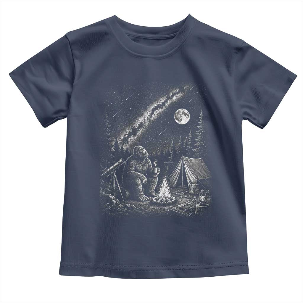 Bigfoot Camping Under Meteor Showers Toddler T Shirt Stargazer Gift
