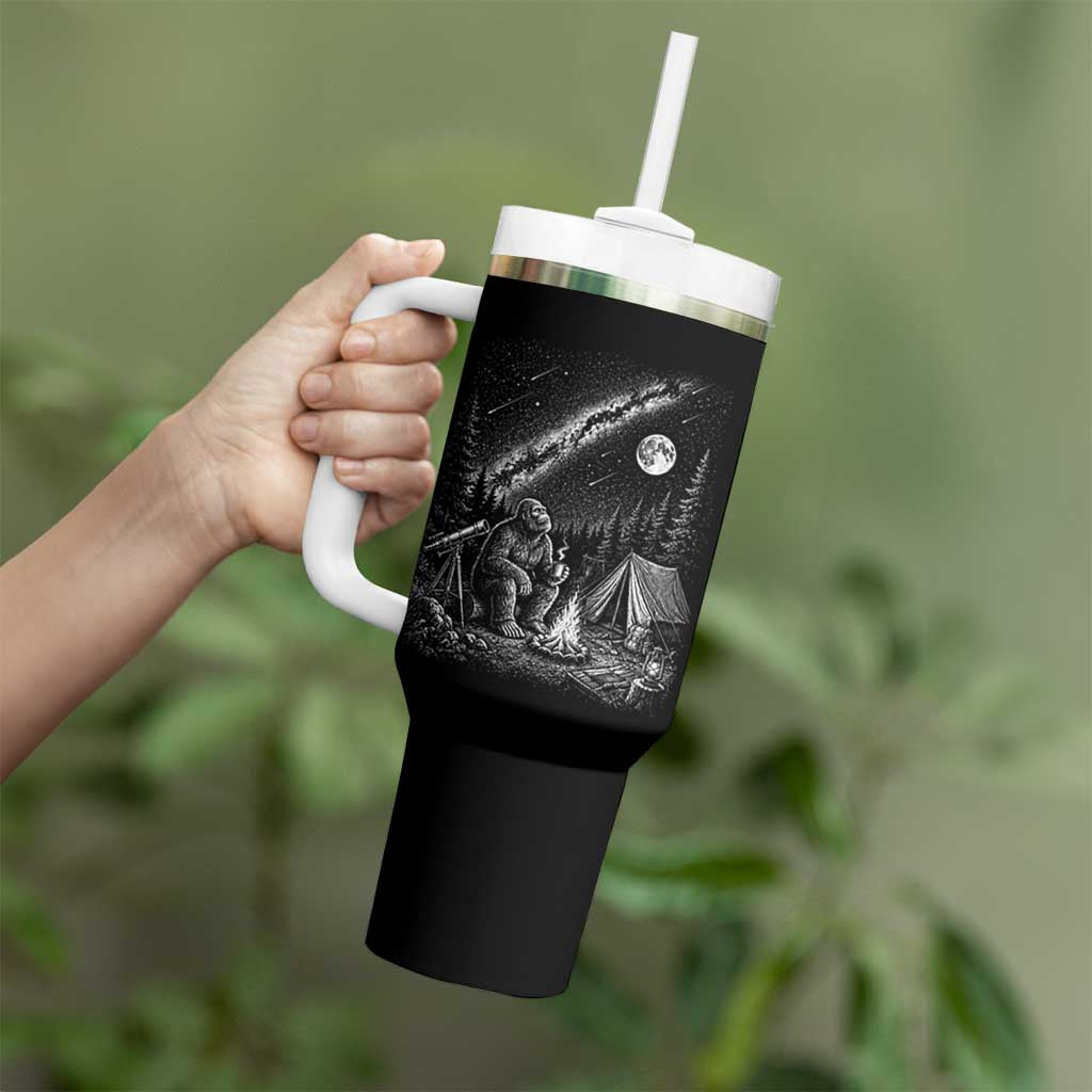 Bigfoot Camping Under Meteor Showers Tumbler With Handle Stargazer Gift