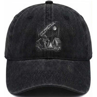 Bigfoot Camping Under Meteor Showers Washed Cotton Baseball Cap Stargazer Gift
