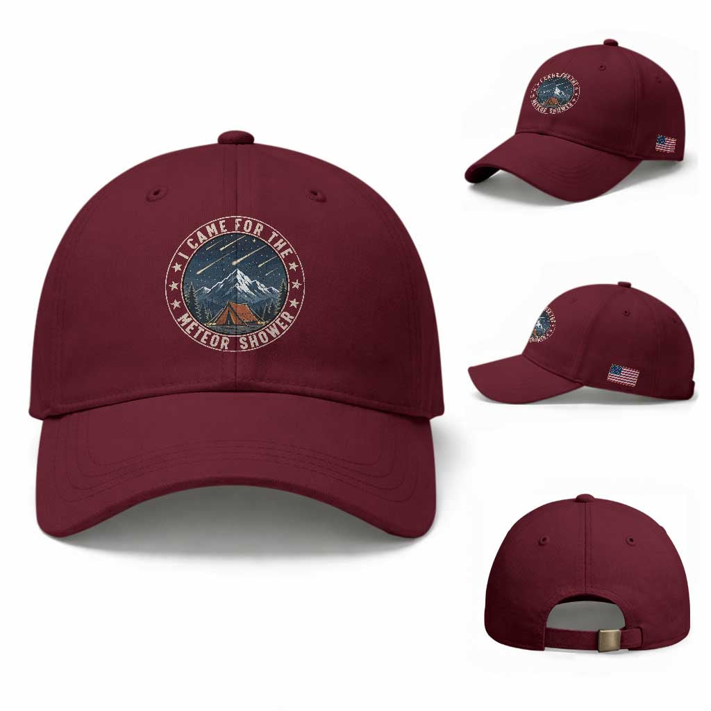 I Came For The Meteor Shower Baseball Cap Funny Astronomy Camping