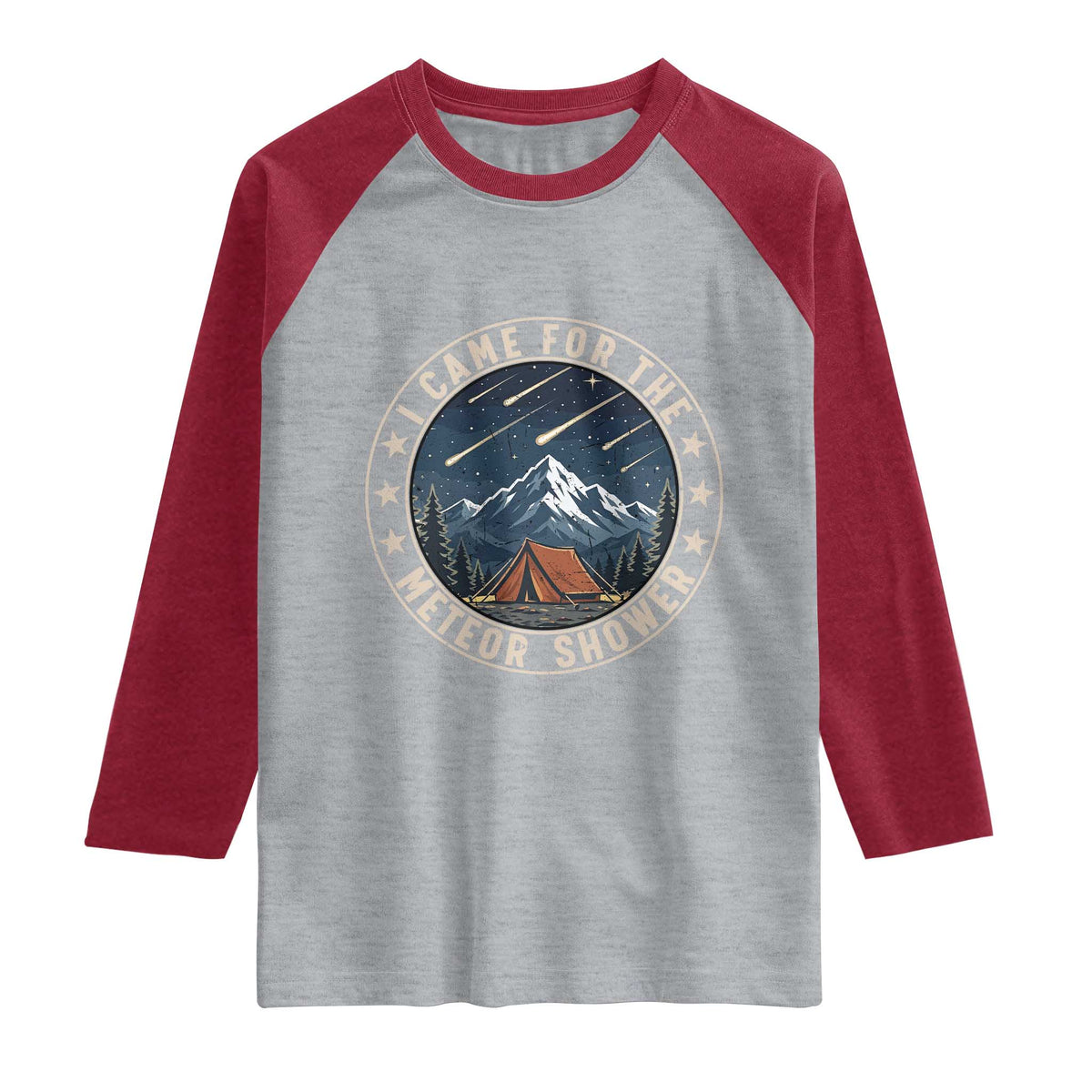 I Came For The Meteor Shower Raglan Shirt Funny Astronomy Camping