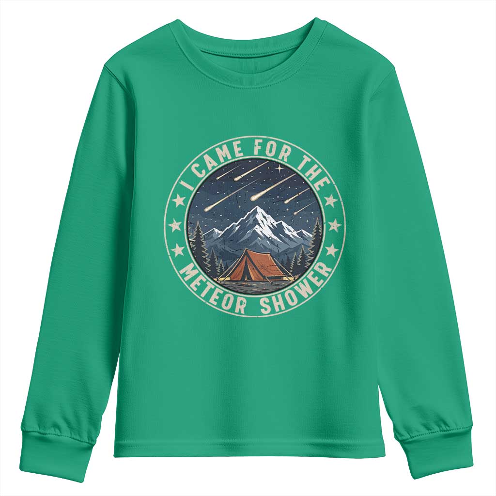 I Came For The Meteor Shower Youth Sweatshirt Funny Astronomy Camping