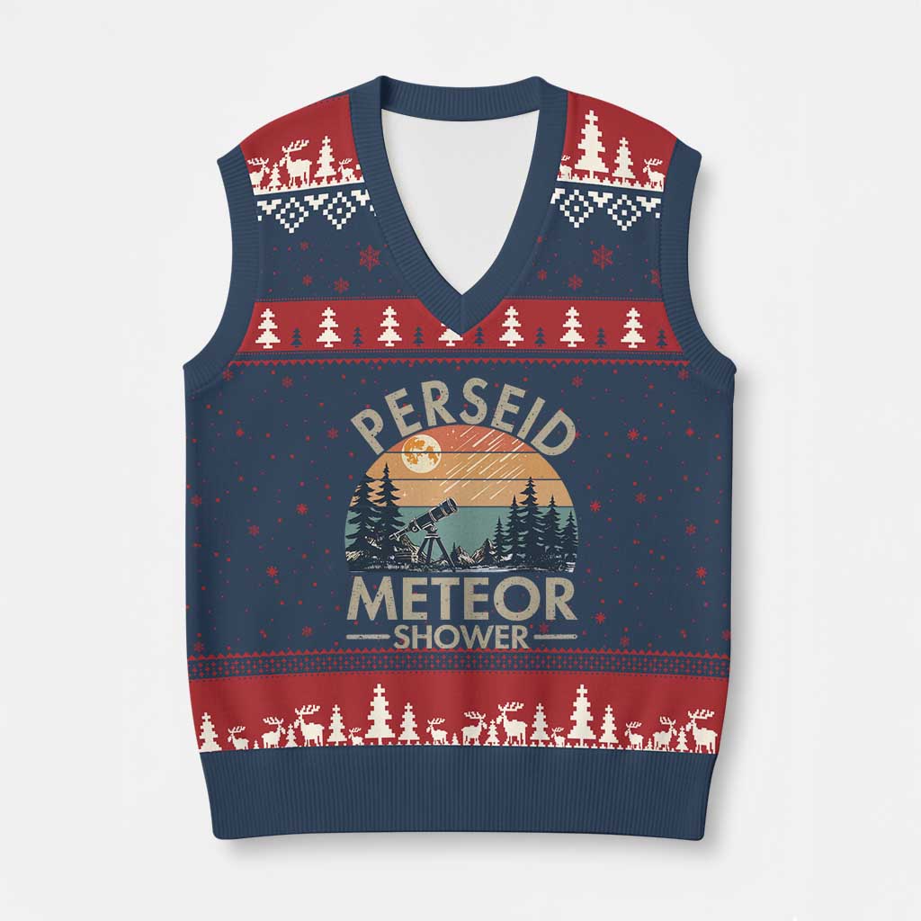 Perseid Meteor Shower V-Neck Knit Sweater Vest Vintage Astronomy Lover