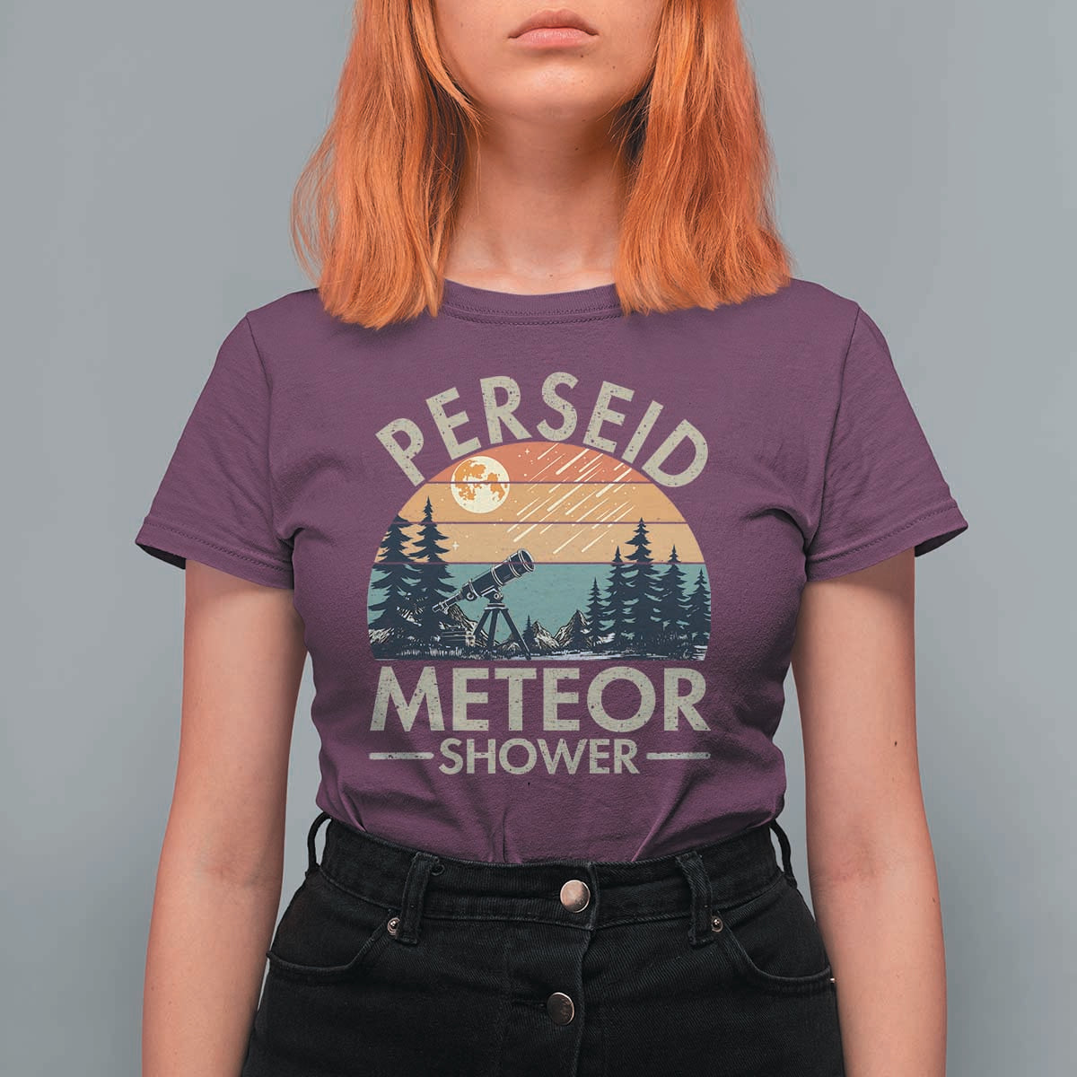 Perseid Meteor Shower T Shirt For Women Vintage Astronomy Lover