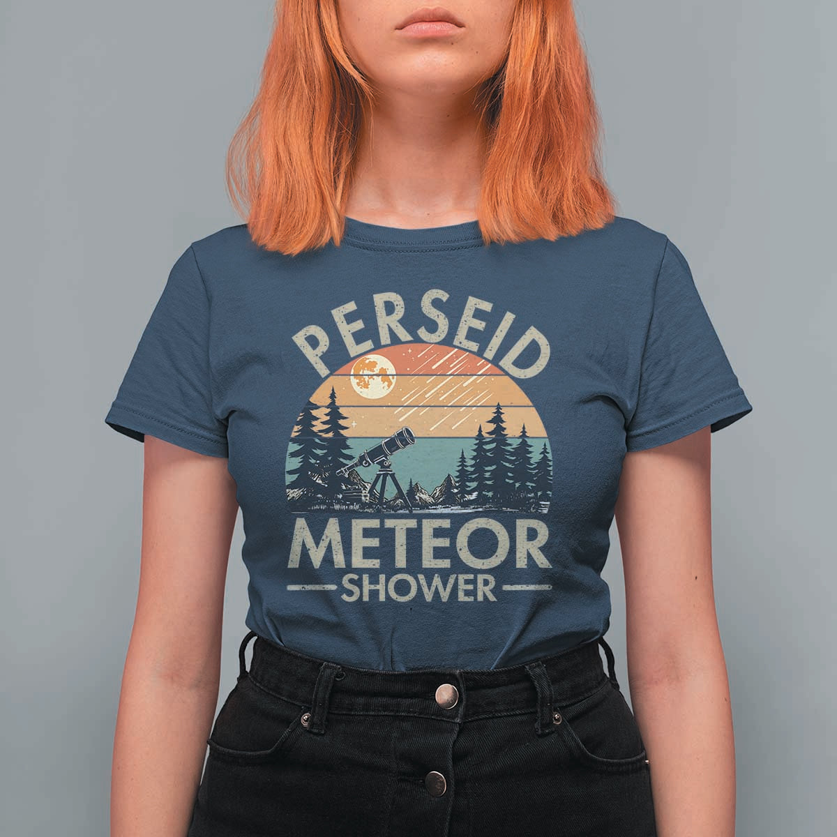 Perseid Meteor Shower T Shirt For Women Vintage Astronomy Lover