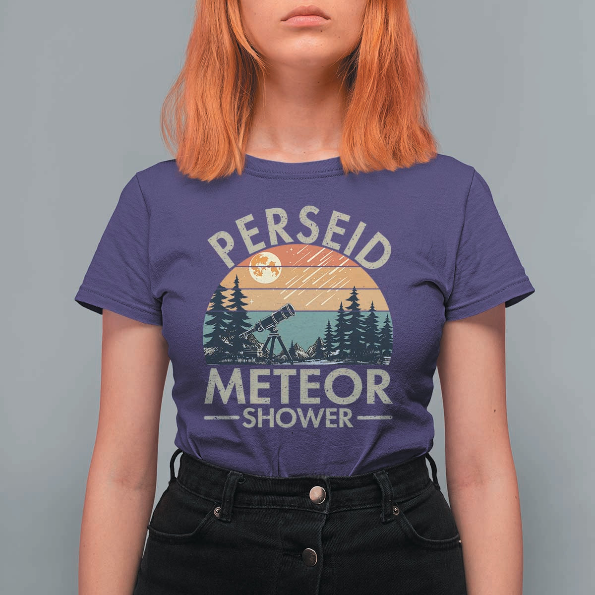 Perseid Meteor Shower T Shirt For Women Vintage Astronomy Lover