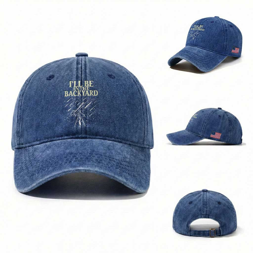 I'll Be In The Backyard Washed Cotton Baseball Cap Funny Astronomy Stargazer