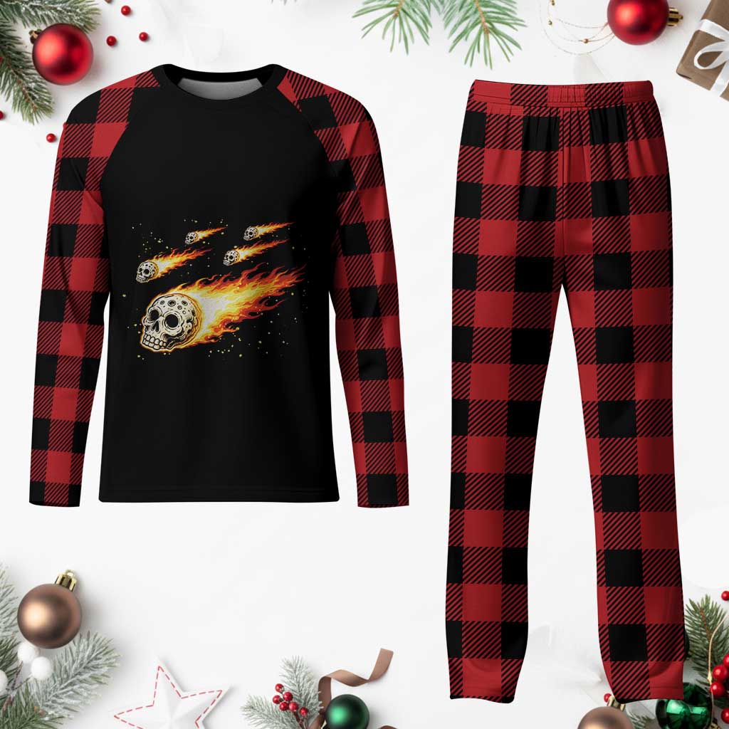 Skull Meteorite Plaid Pajama Set Deep Space Asteroid Meteor Shower