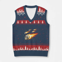 Skull Meteorite V-Neck Knit Sweater Vest Deep Space Asteroid Meteor Shower