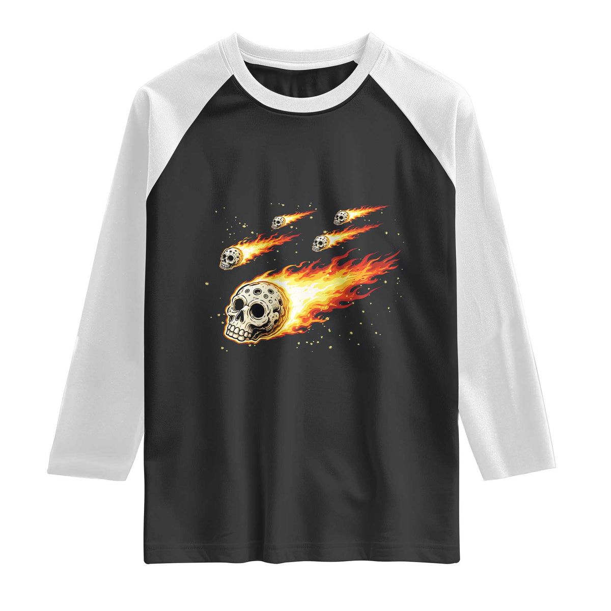 Skull Meteorite Raglan Shirt Deep Space Asteroid Meteor Shower