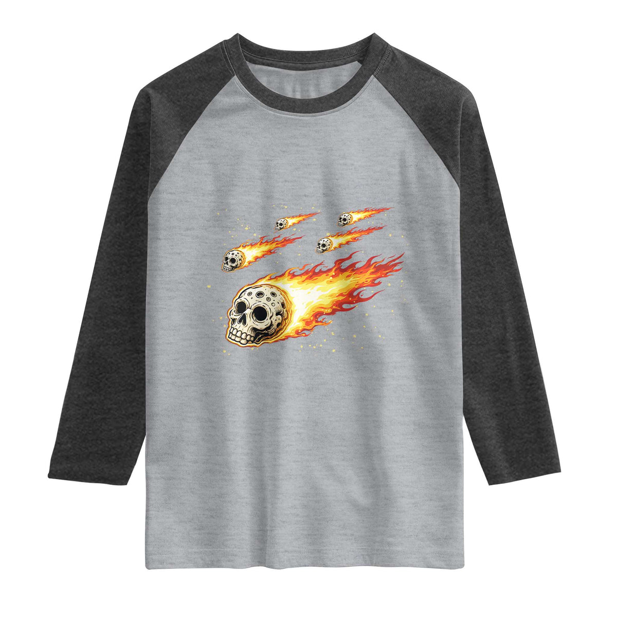Skull Meteorite Raglan Shirt Deep Space Asteroid Meteor Shower