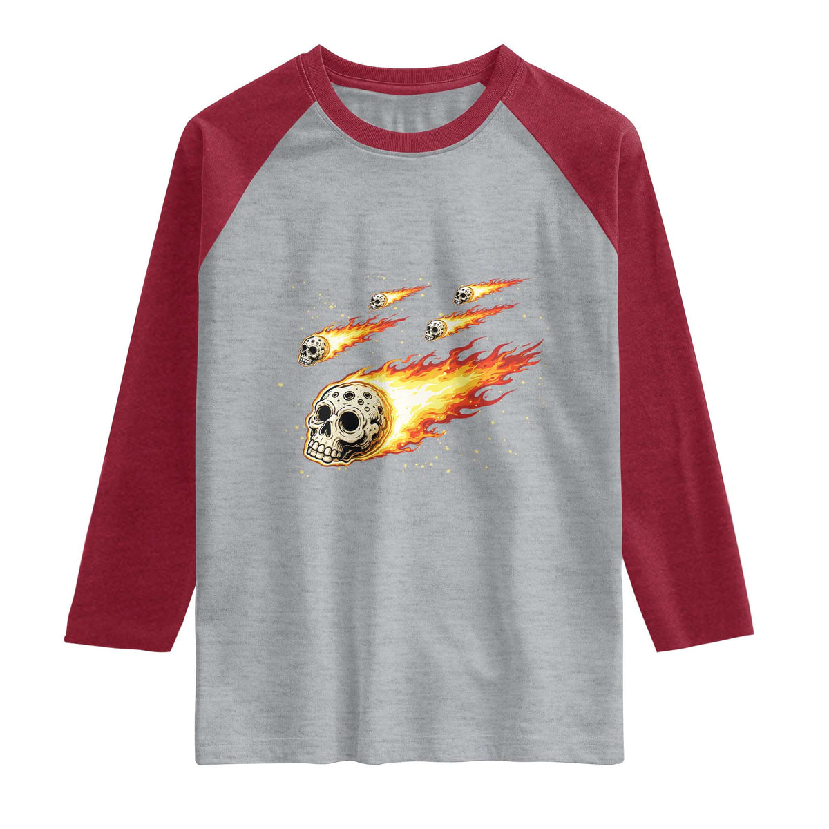 Skull Meteorite Raglan Shirt Deep Space Asteroid Meteor Shower