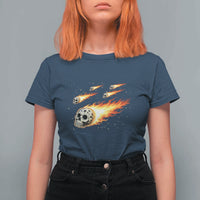 Skull Meteorite T Shirt For Women Deep Space Asteroid Meteor Shower