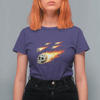 Skull Meteorite T Shirt For Women Deep Space Asteroid Meteor Shower