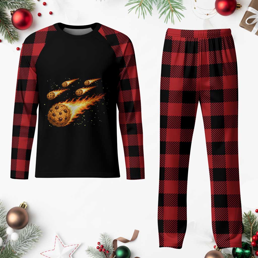 Cookie Meteor Shower Plaid Pajama Set Funny Space Dessert