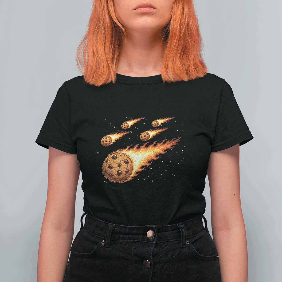 Cookie Meteor Shower T Shirt For Women Funny Space Dessert