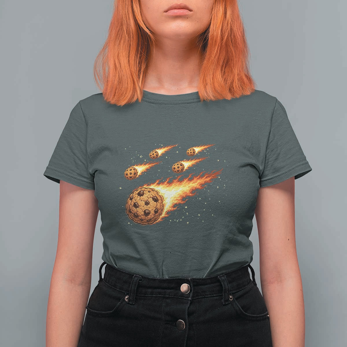 Cookie Meteor Shower T Shirt For Women Funny Space Dessert