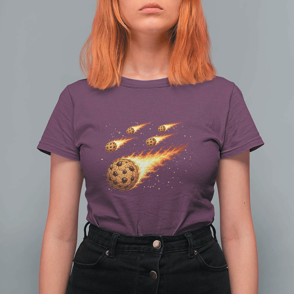 Cookie Meteor Shower T Shirt For Women Funny Space Dessert