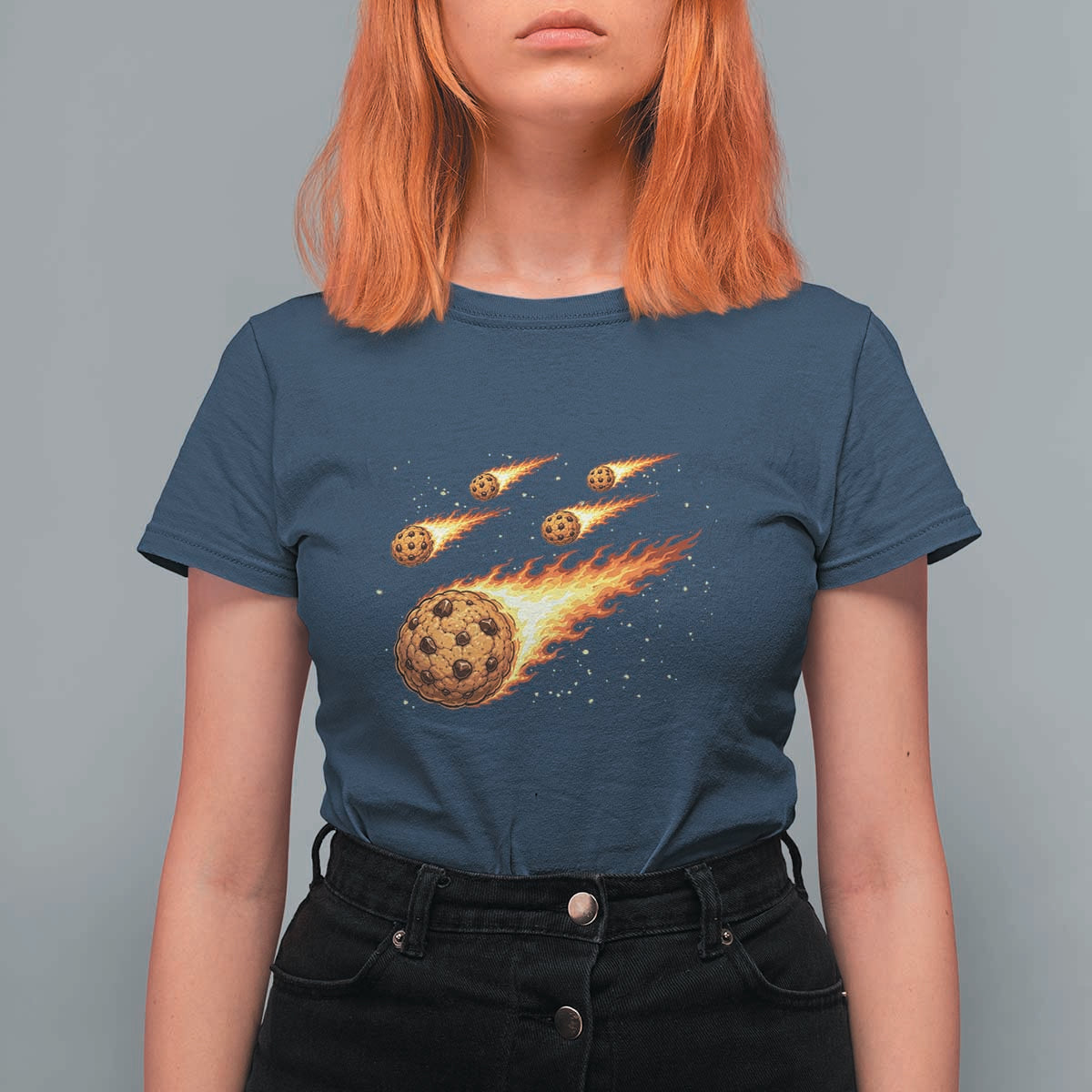 Cookie Meteor Shower T Shirt For Women Funny Space Dessert